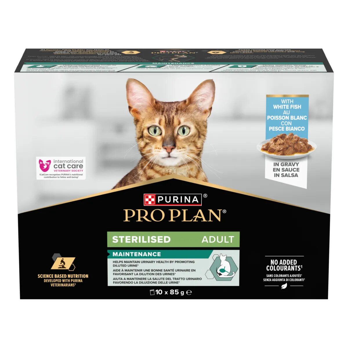 Purina Pro Plan Sterilised Maintenance Pește alb plic hrană umedă pisici sterilizate (în sos) bax 85g x 10buc