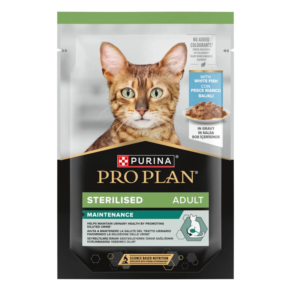 Purina Pro Plan Sterilised Maintenance Pește alb plic hrană umedă pisici sterilizate (în sos) bax 85g x 24buc