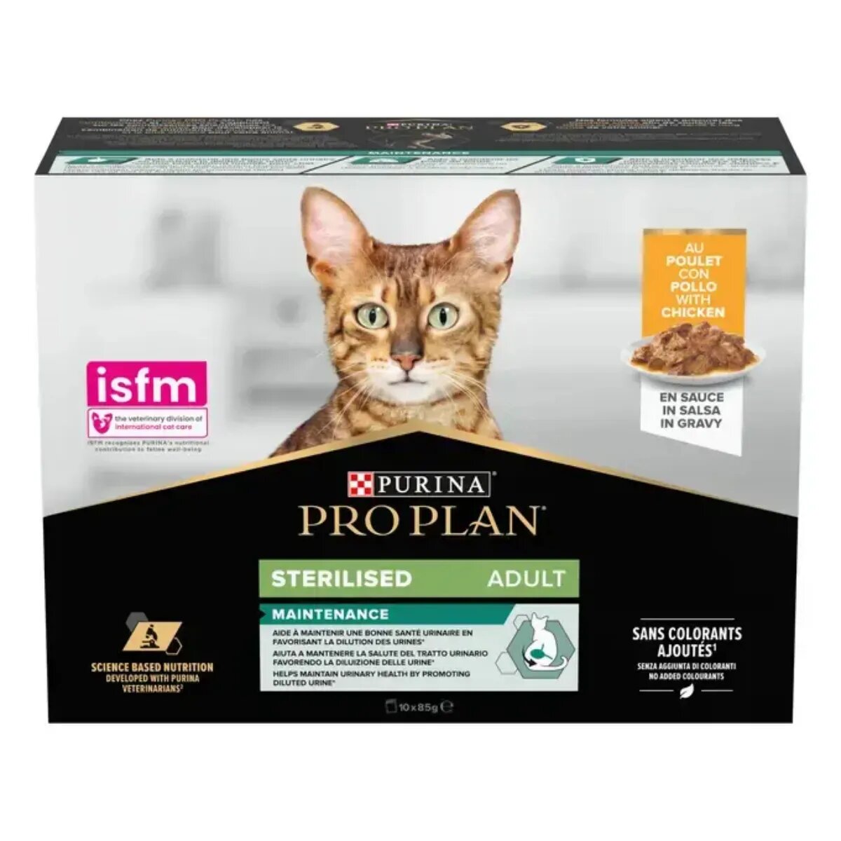 Purina Pro Plan Sterilised Maintenance Pui plic hrană umedă pisici sterilizate (în sos) bax 85g x10buc