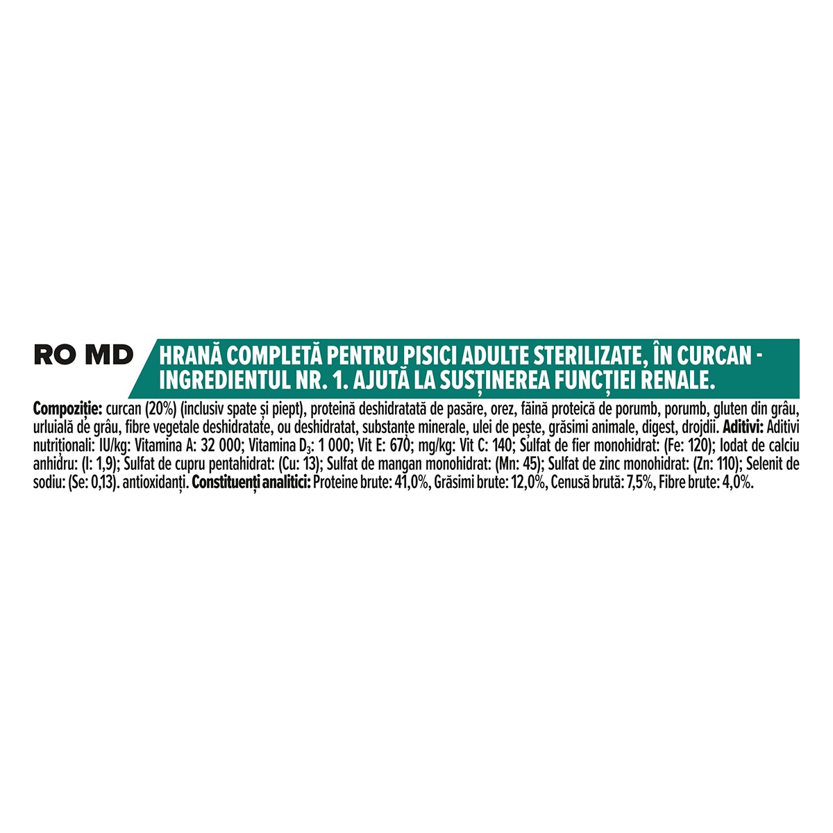Purina Pro Plan Sterilised OptiRenal Curcan hrană uscată pisici sterilizate 10kg
