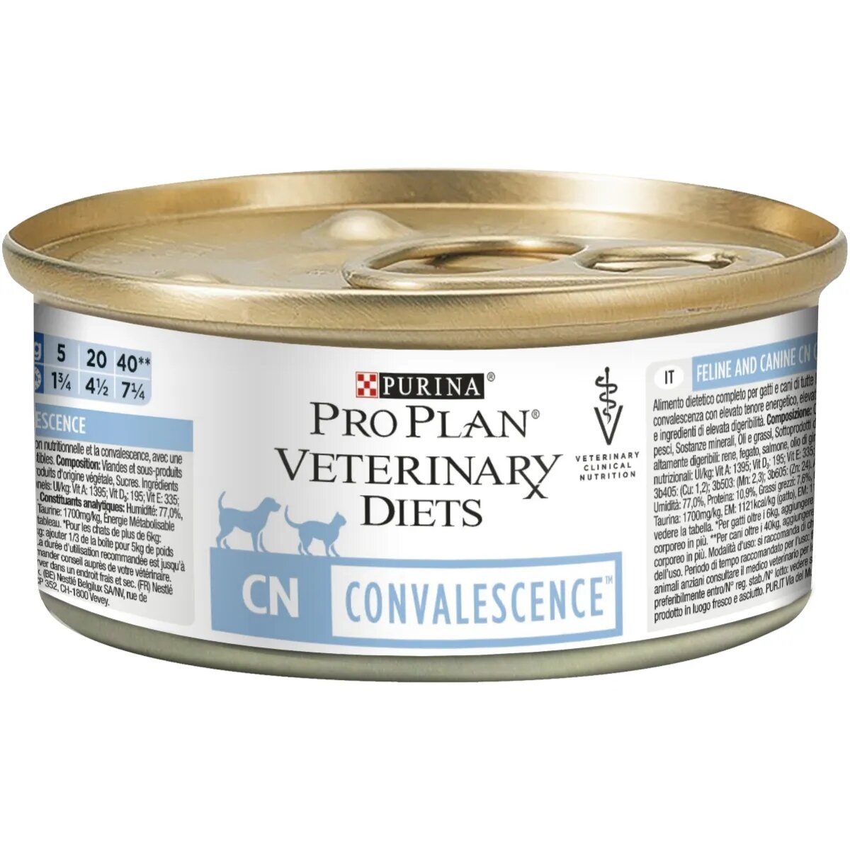 Purina Pro Plan Veterinary Diets Canine & Feline Convalescence Mousse dietă veterinară câini și pisici conservă hrană umedă convalescență 195g
