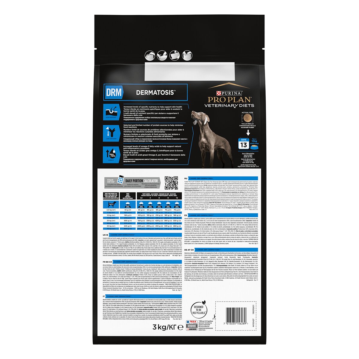 Purina Pro Plan Veterinary Diets Dermatosis dietă veterinară câini hrană uscată afecțiuni dermatologice 3kg