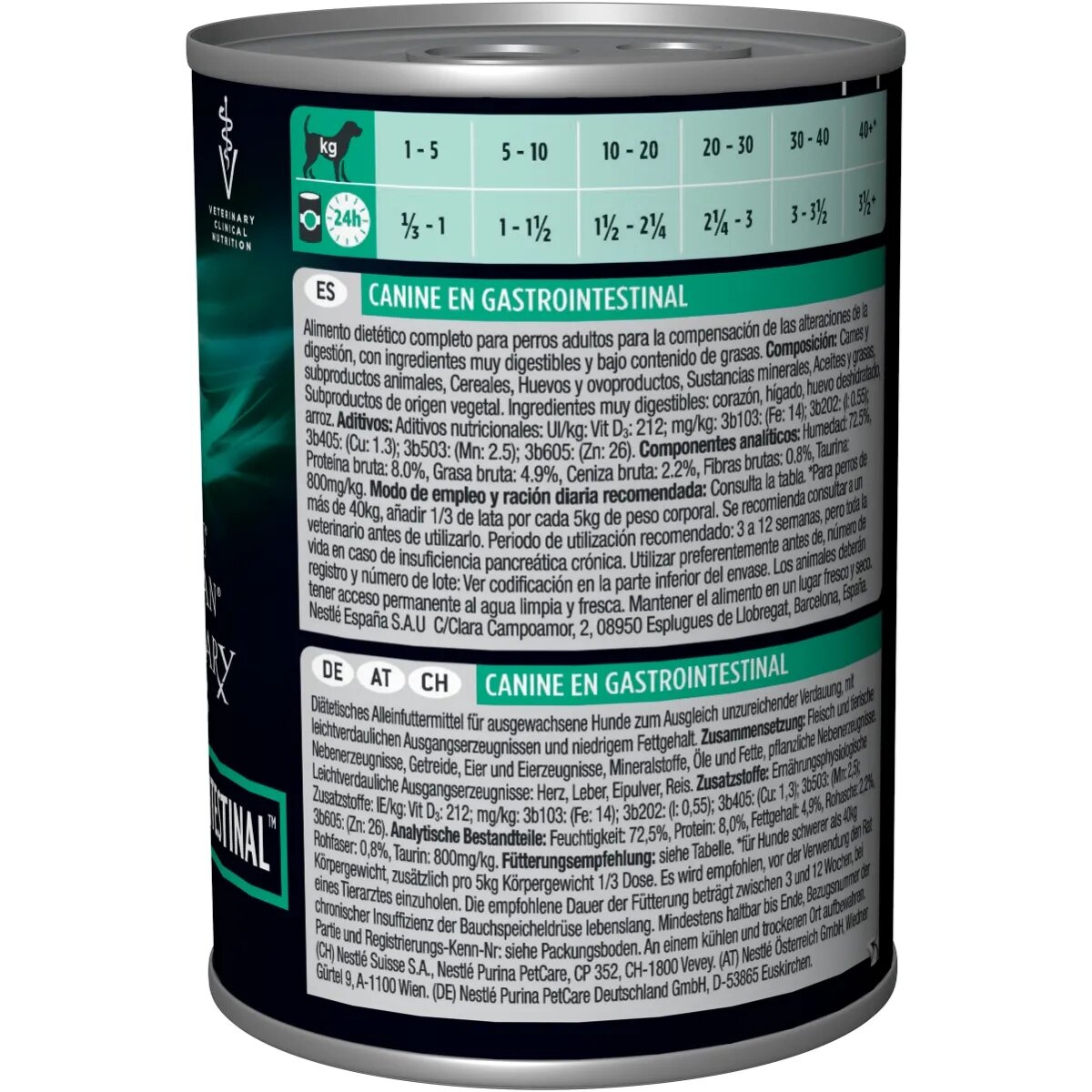 Purina Pro Plan Veterinary Diets Gastrointestinal Mousse dietă veterinară câini conservă hrană umedă afecțiuni digestive 400g