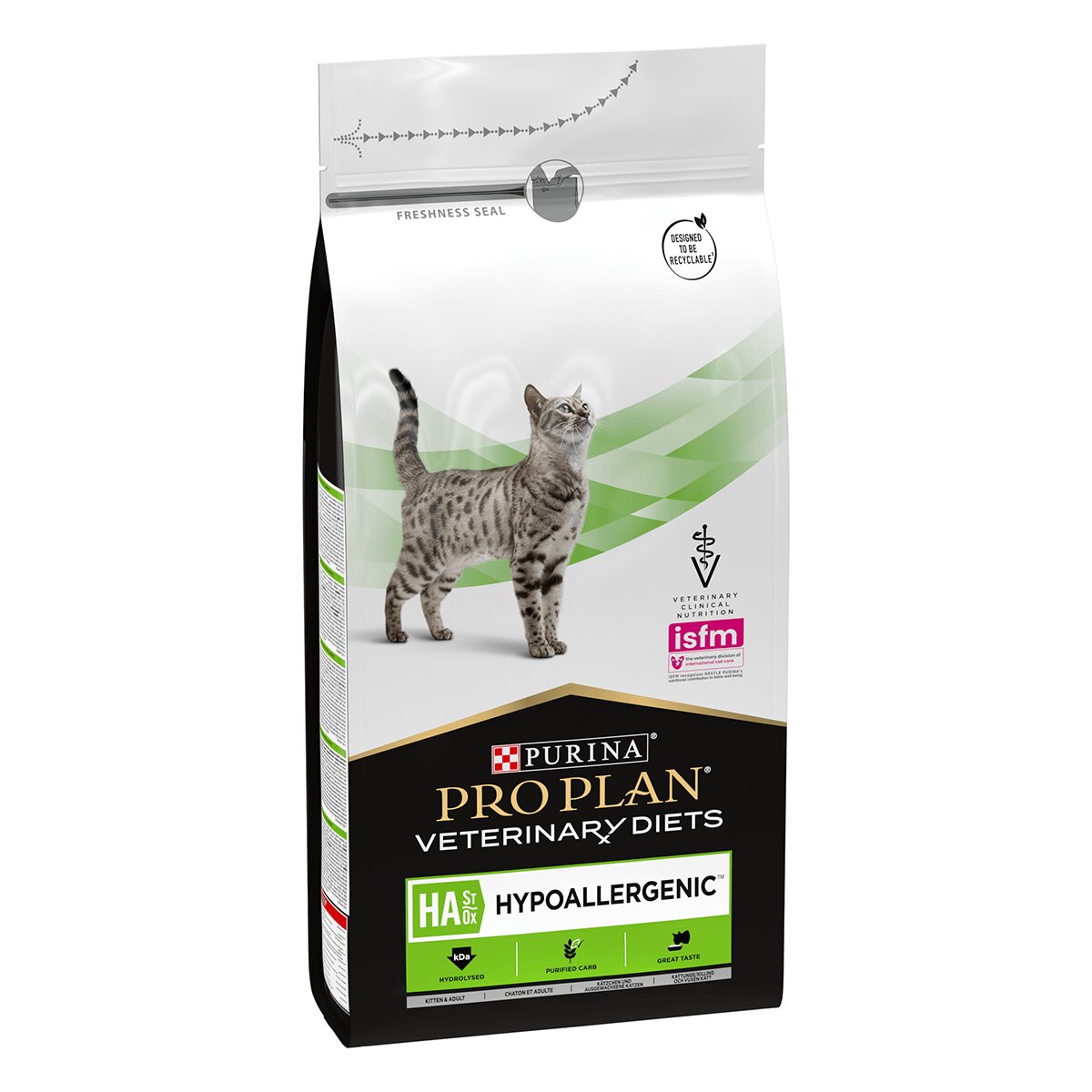 Purina Pro Plan Veterinary Diets Hypoallergenic dietă veterinară pisici hrană uscată afecțiuni digestive și dermatologice 1.3kg