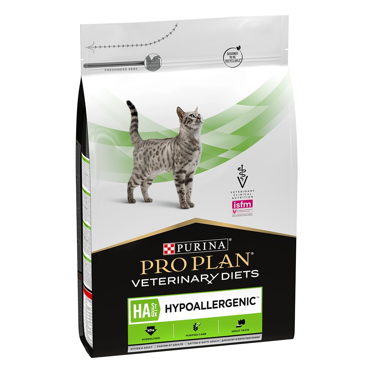 Purina Pro Plan Veterinary Diets Hypoallergenic dietă veterinară pisici hrană uscată afecțiuni digestive și dermatologice 3.5kg