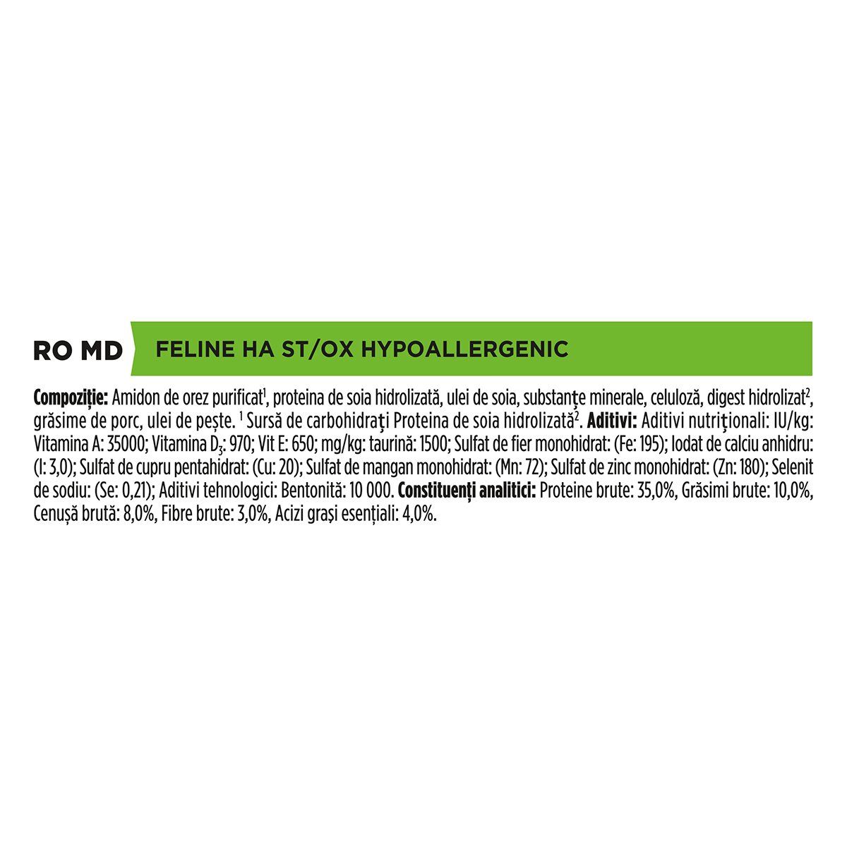 Purina Pro Plan Veterinary Diets Hypoallergenic dietă veterinară pisici hrană uscată afecțiuni digestive și dermatologice 3.5kg