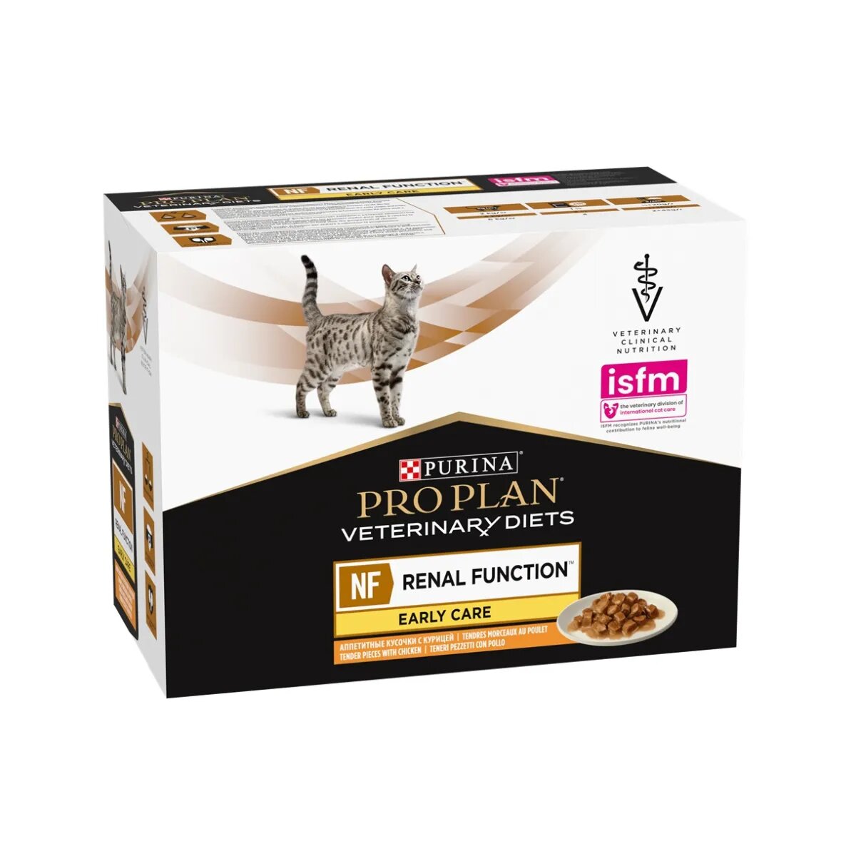 Purina Pro Plan Veterinary Diets NF Early Care Pui dietă veterinară plic hrană umedă pisici sistem renal (în aspic) bax 850g