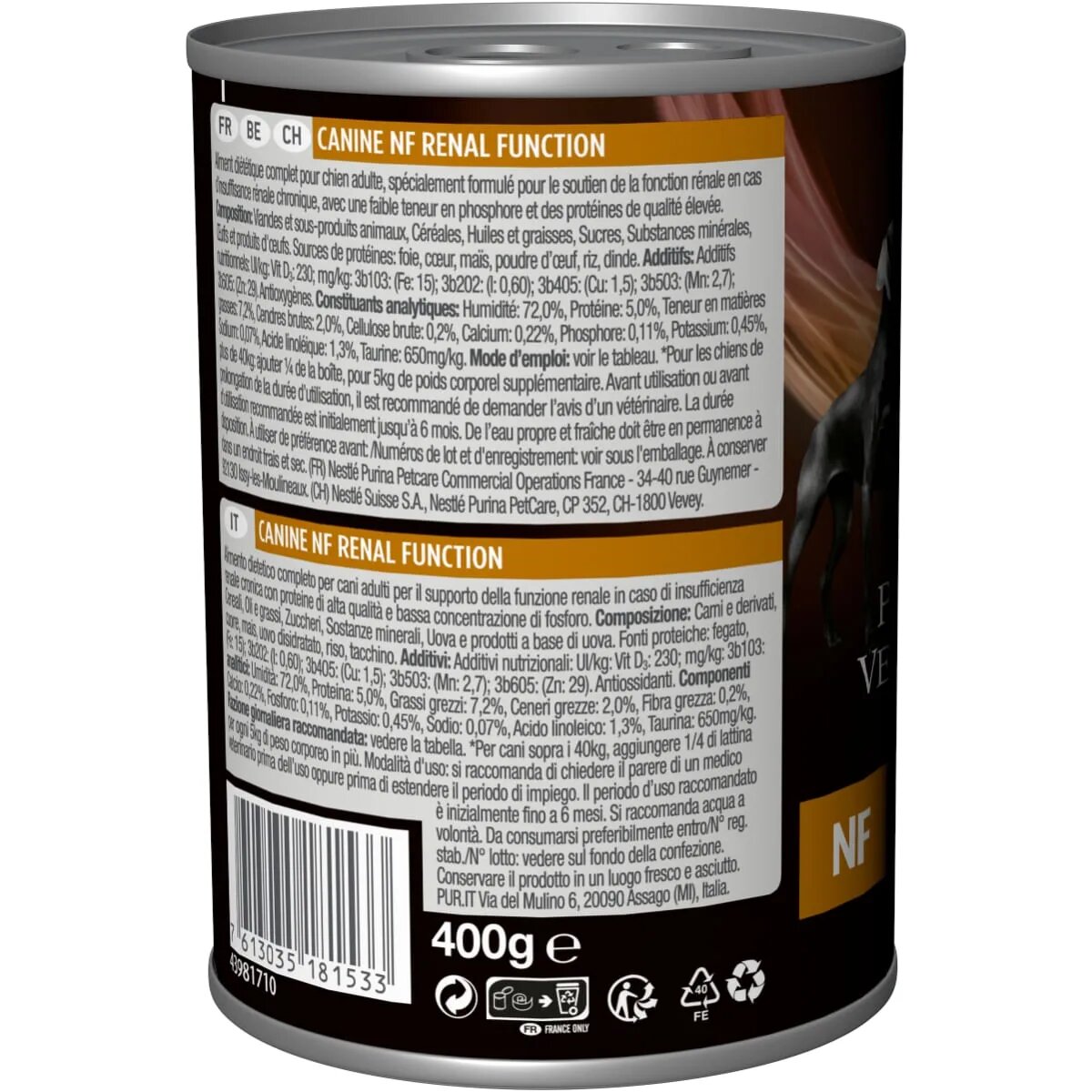 Purina Pro Plan Veterinary Diets Renal Function Mousse dietă veterinară câini conservă hrană umedă afecțiuni renale 400g