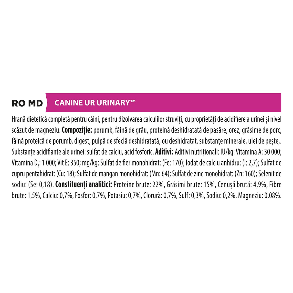 Purina Pro Plan Veterinary Diets Urinary dietă veterinară câini hrană uscată afecțiuni urinare 12kg