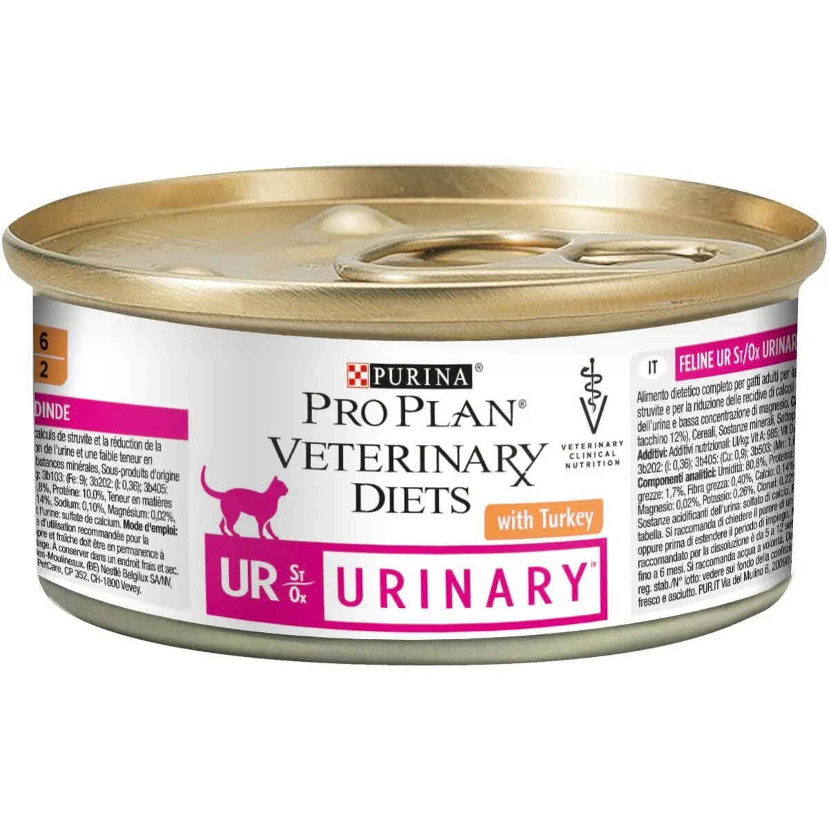 Purina Pro Plan Veterinary Diets Urinary Mousse dietă veterinară pisici conservă hrană umedă afecțiuni urinare 195g