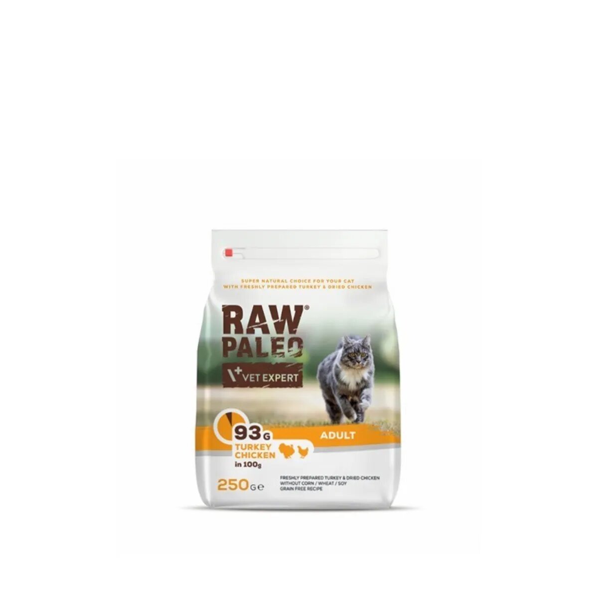 Raw Paleo Curcan și Pui hrană uscată fără cereale pisici 250g