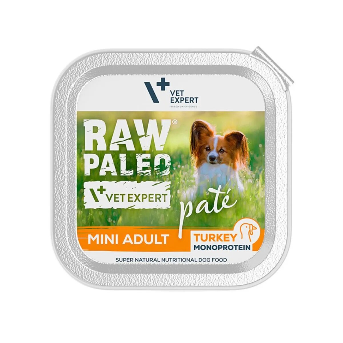 Raw Paleo Mini Adult XS-S Curcan tăviță hrană umedă monoproteică fără cereale câini alergii (pate) 150g