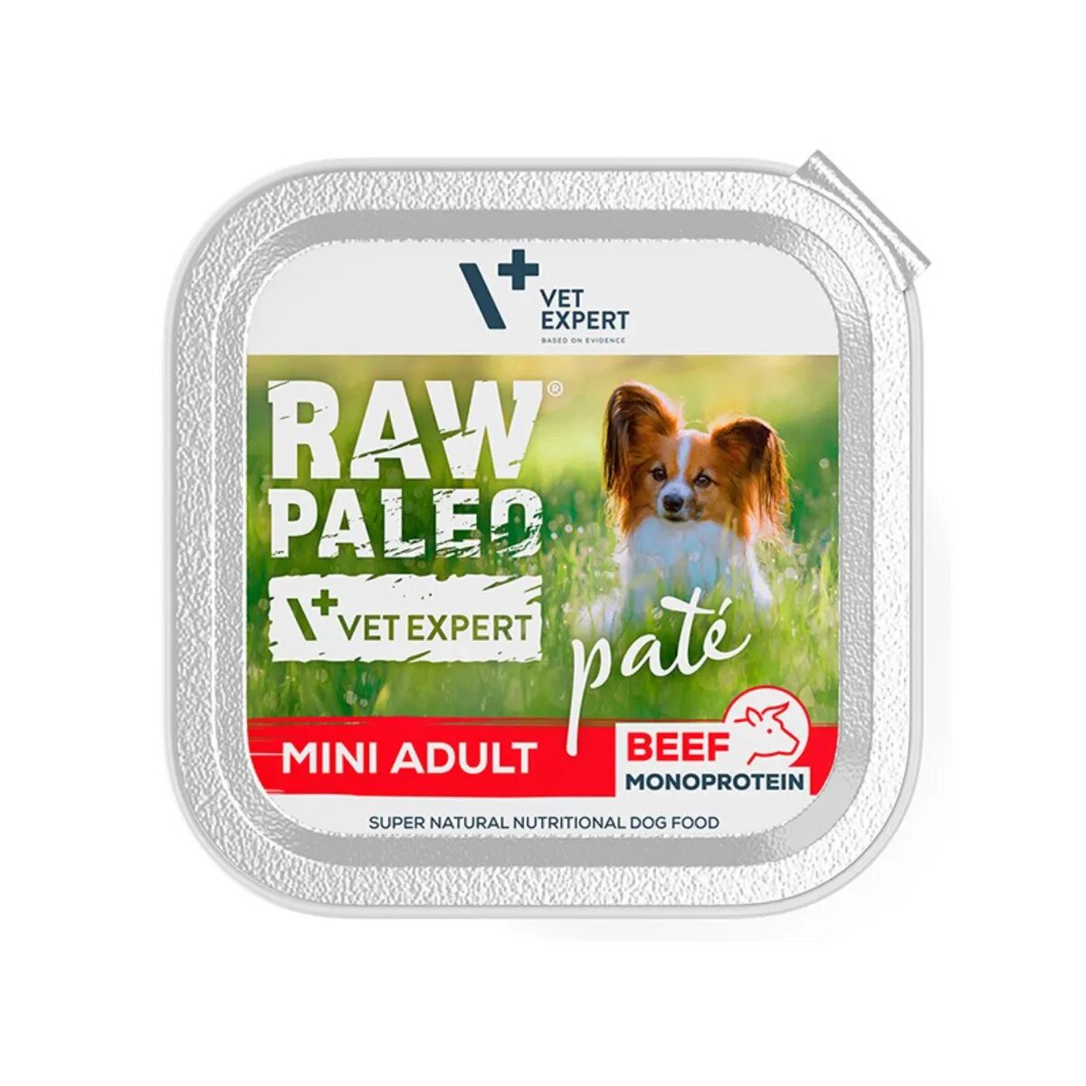Raw Paleo Mini Adult XS-S Vită tăviță hrană umedă monoproteică fără cereale câini alergii (pate) 150g