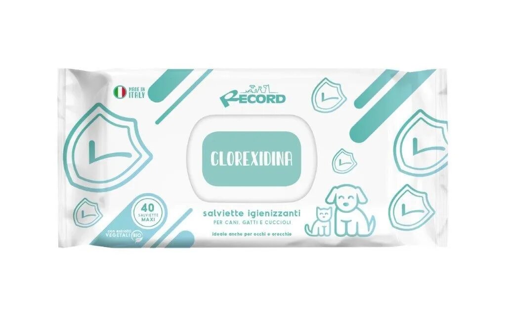 Record Clorhexidina șervețele umede câini și pisici antibacteriene multifuncționale 40buc