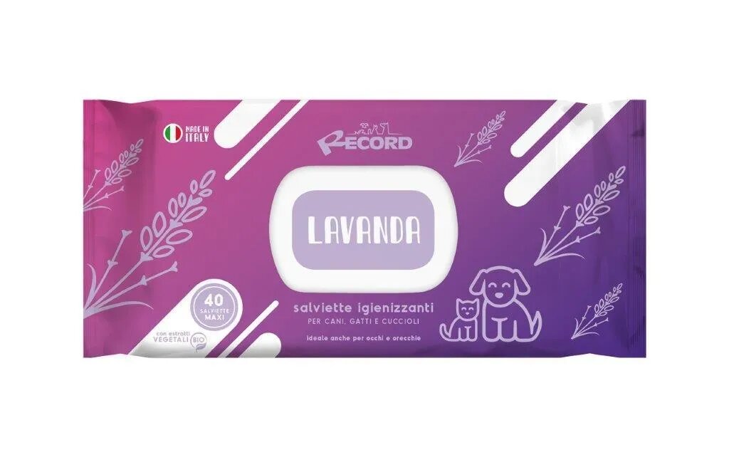 Record Lavanda șervețele umede câini și pisici antibacteriene multifuncționale 40buc