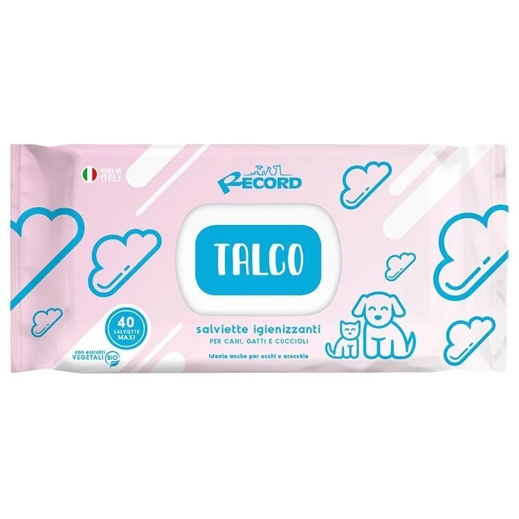 Record Talc șervețele umede câini și pisici antibacteriene multifuncționale 40buc