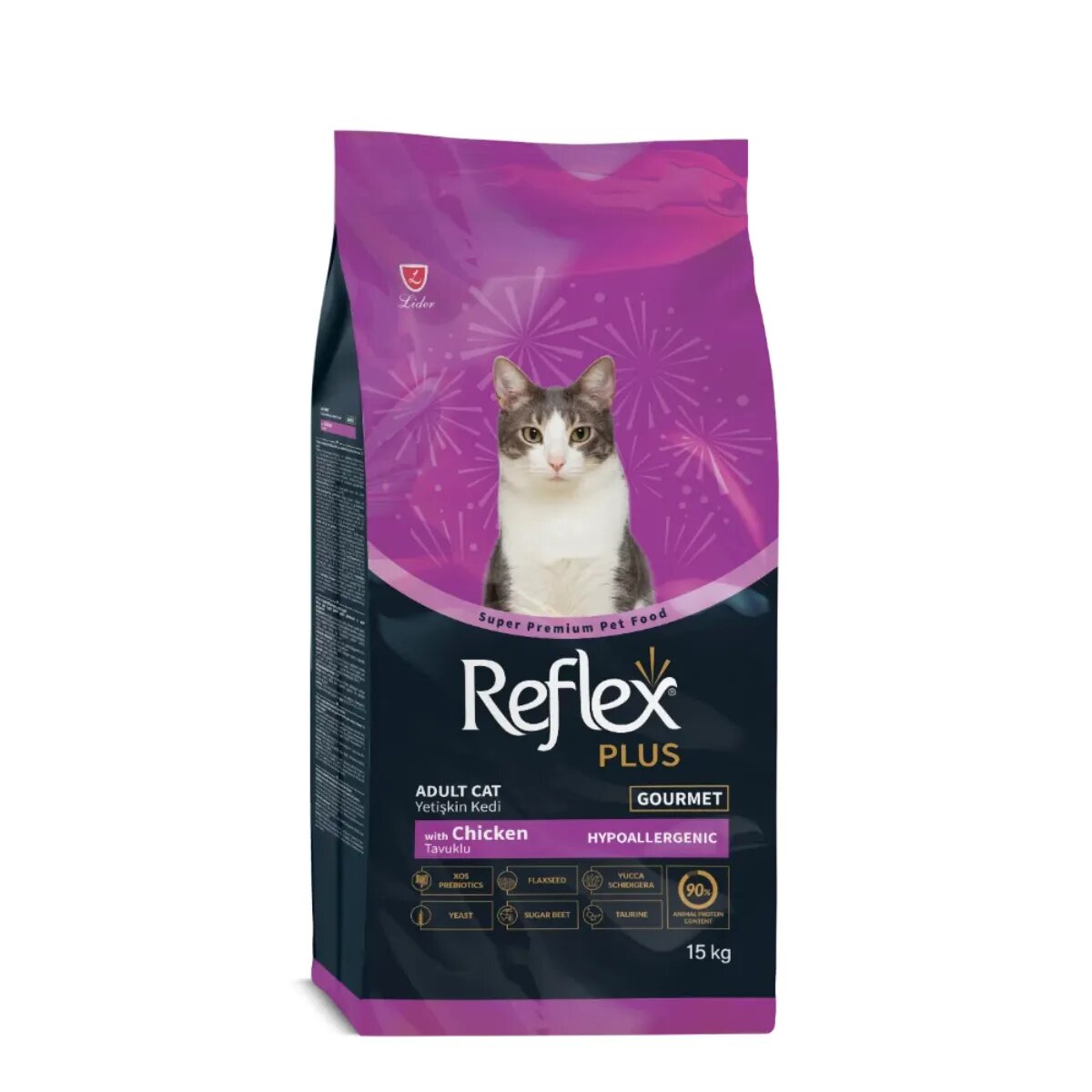 REFLEX Plus Gourmet Multicolor Pui hrană uscată pisici apetit capricios 15kg