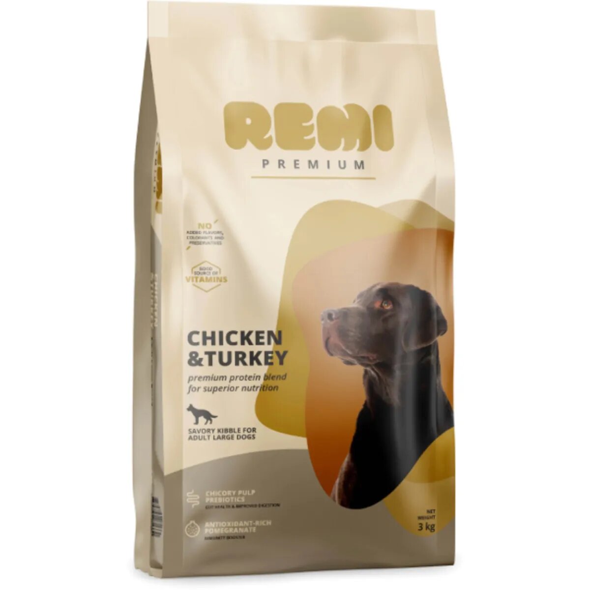 Remi Premium Dog Large L-XL Pui și Curcan hrană uscată câini 3kg
