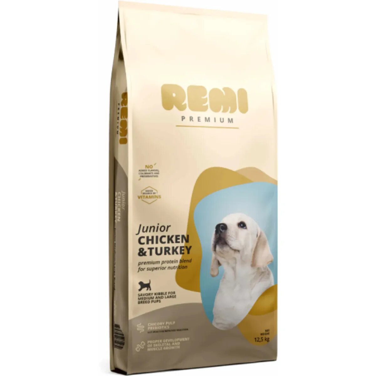Remi Premium Junior Medium&Large M-XL Pui și Curcan hrană uscată câini junior 12.5kg