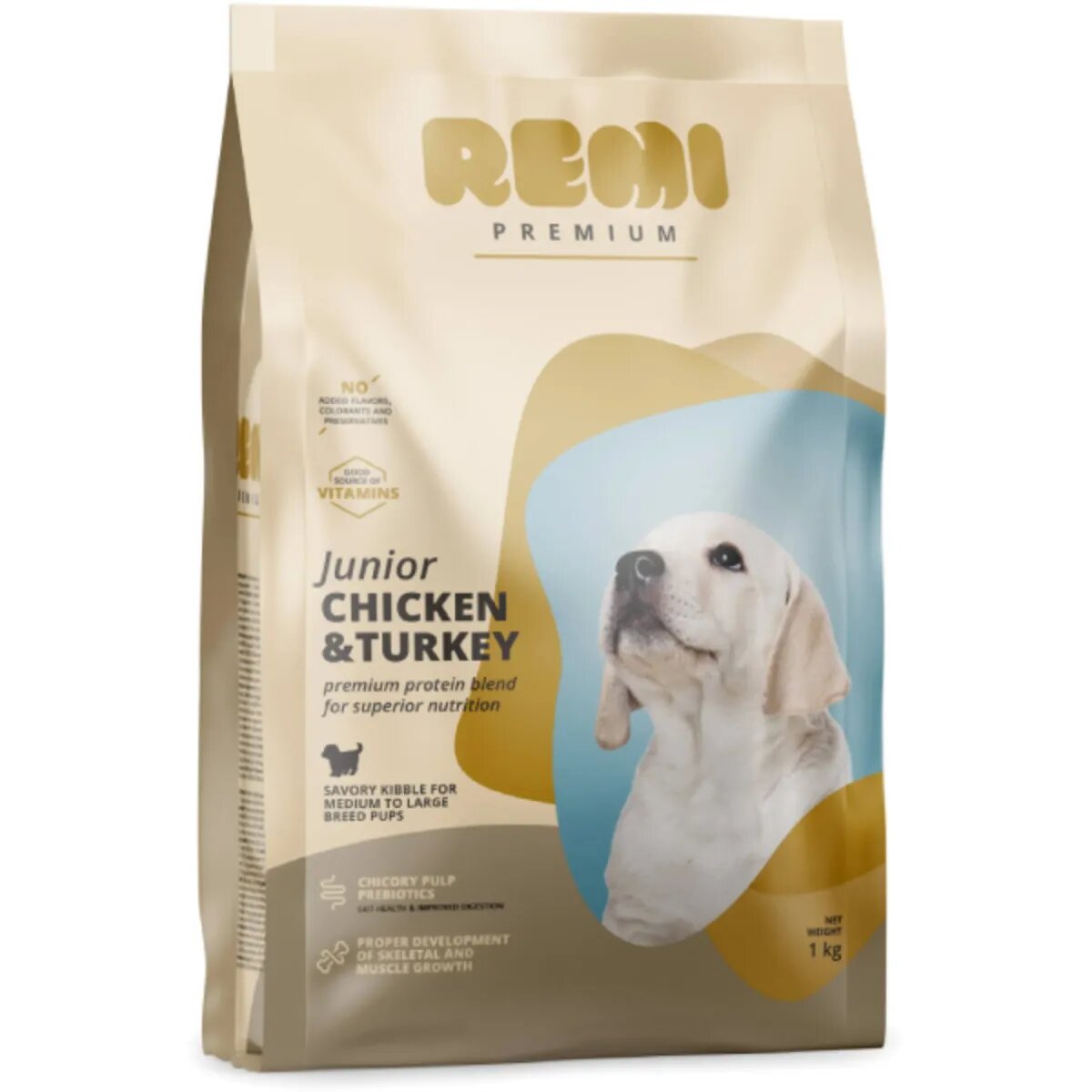 Remi Premium Junior Medium&Large M-XL Pui și Curcan hrană uscată câini junior 1kg