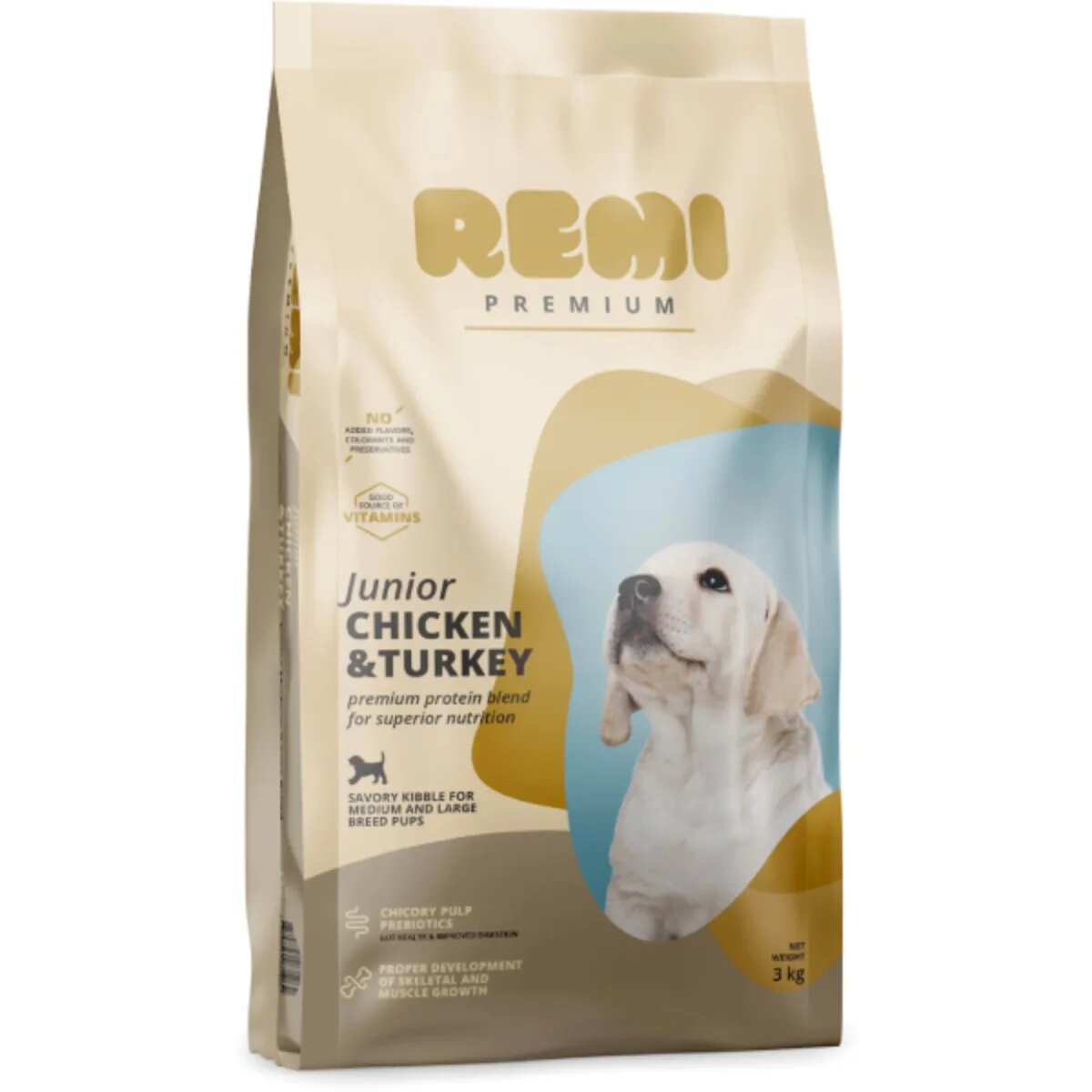 Remi Premium Junior Medium&Large M-XL Pui și Curcan hrană uscată câini junior 3kg