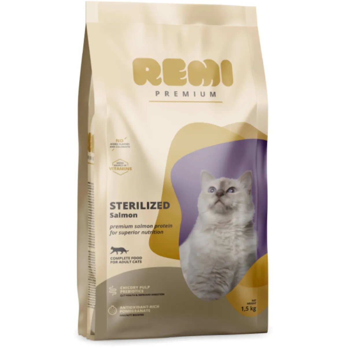 Remi Premium Sterilized Somon hrană uscată pisici sterilizate 1.5kg