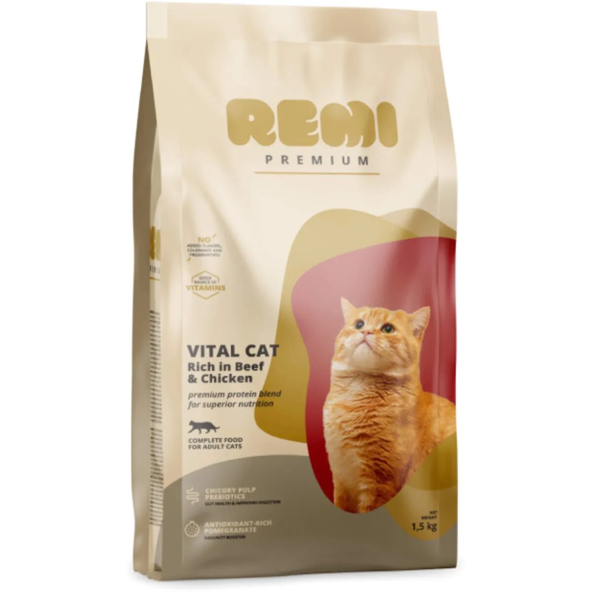 Remi Premium Vital Vită și Pui hrană uscată pisici 1.5kg