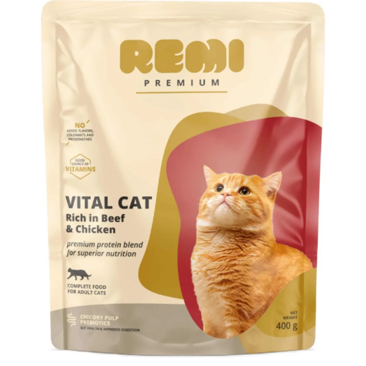 Remi Premium Vital Vită și Pui hrană uscată pisici 400g
