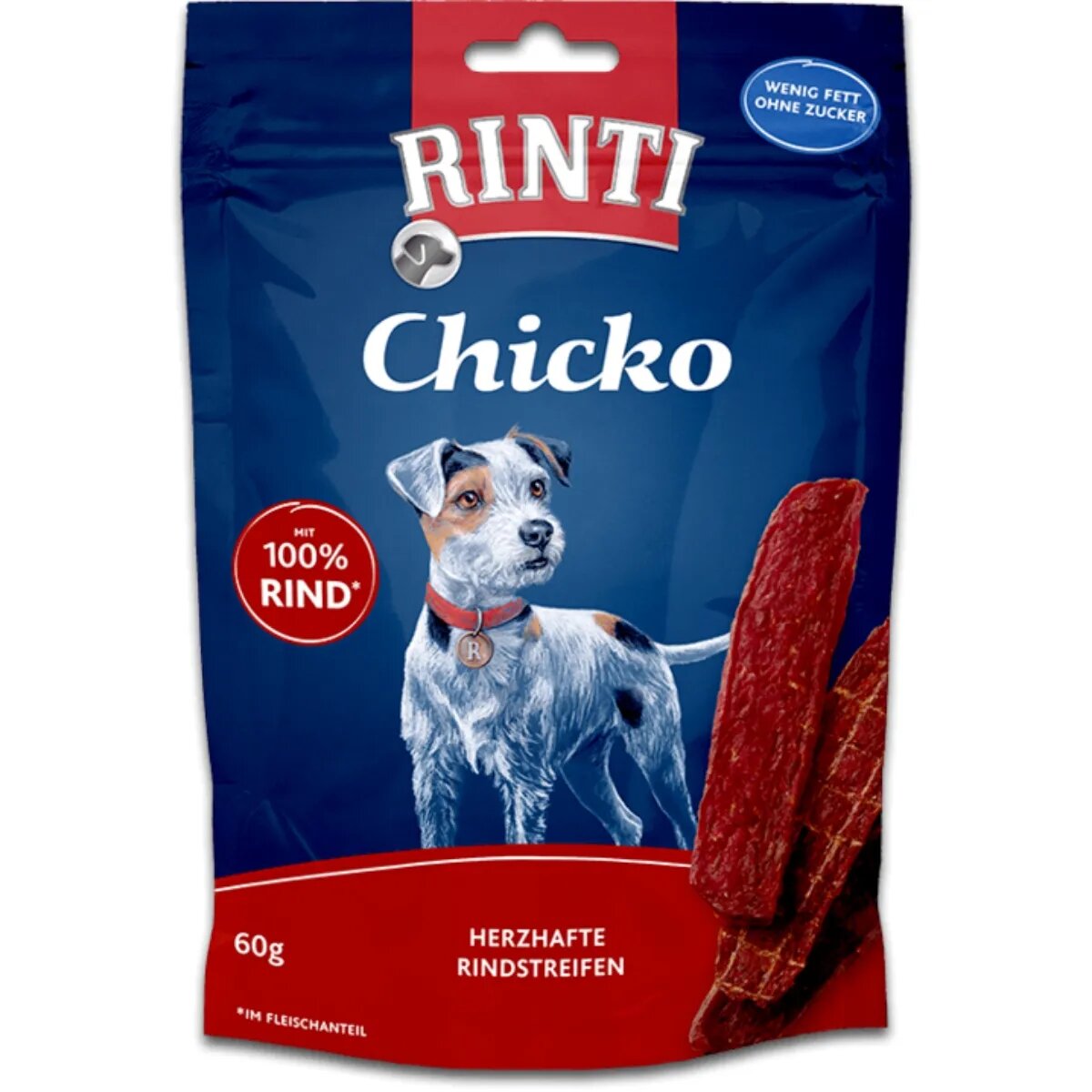 Rinti Chicko XS-XL Vită punguță recompense fără cereale câini deshidratat 60g