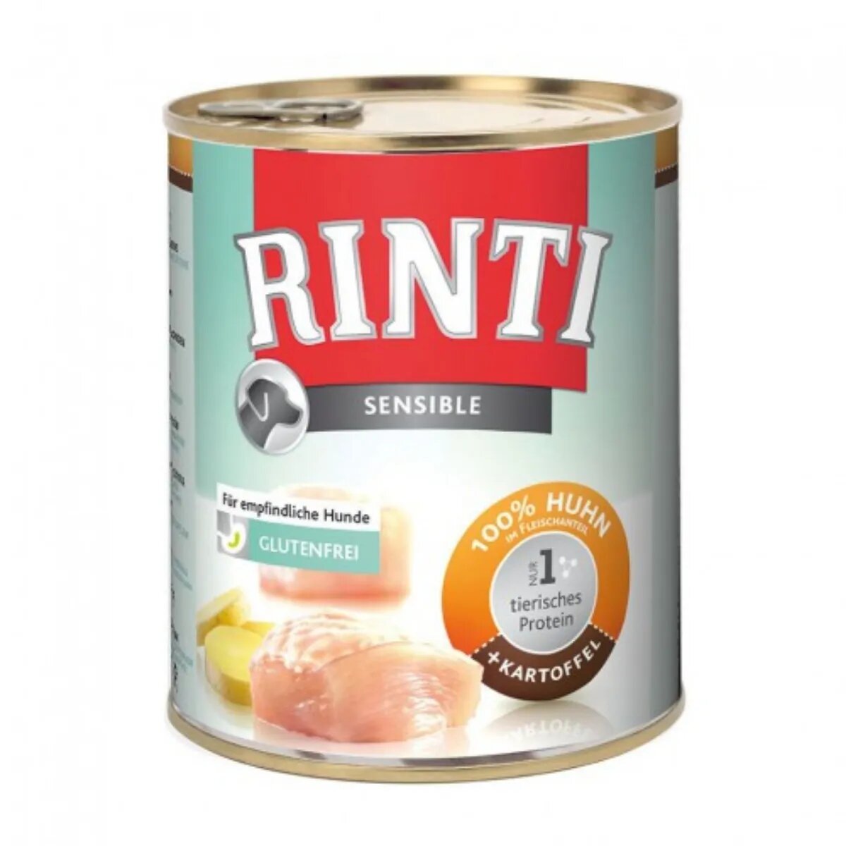 Rinti Sensible XS-XL Pui și Cartofi conservă hrană umedă monoproteică fără cereale câini (în suc propriu) 800g