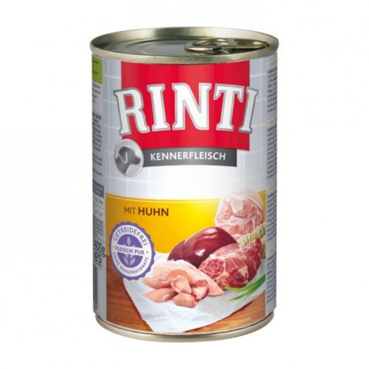 Rinti XS-XL Pui conservă hrană umedă fără cereale câini (în suc propriu) 400g