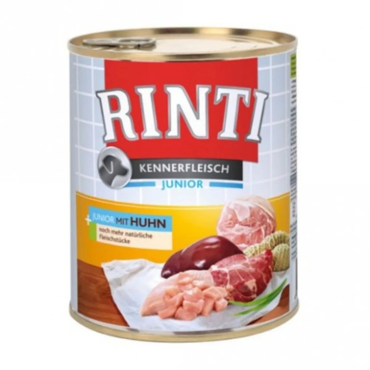 Rinti XS-XL Pui conservă hrană umedă fără cereale câini (în suc propriu) 800g