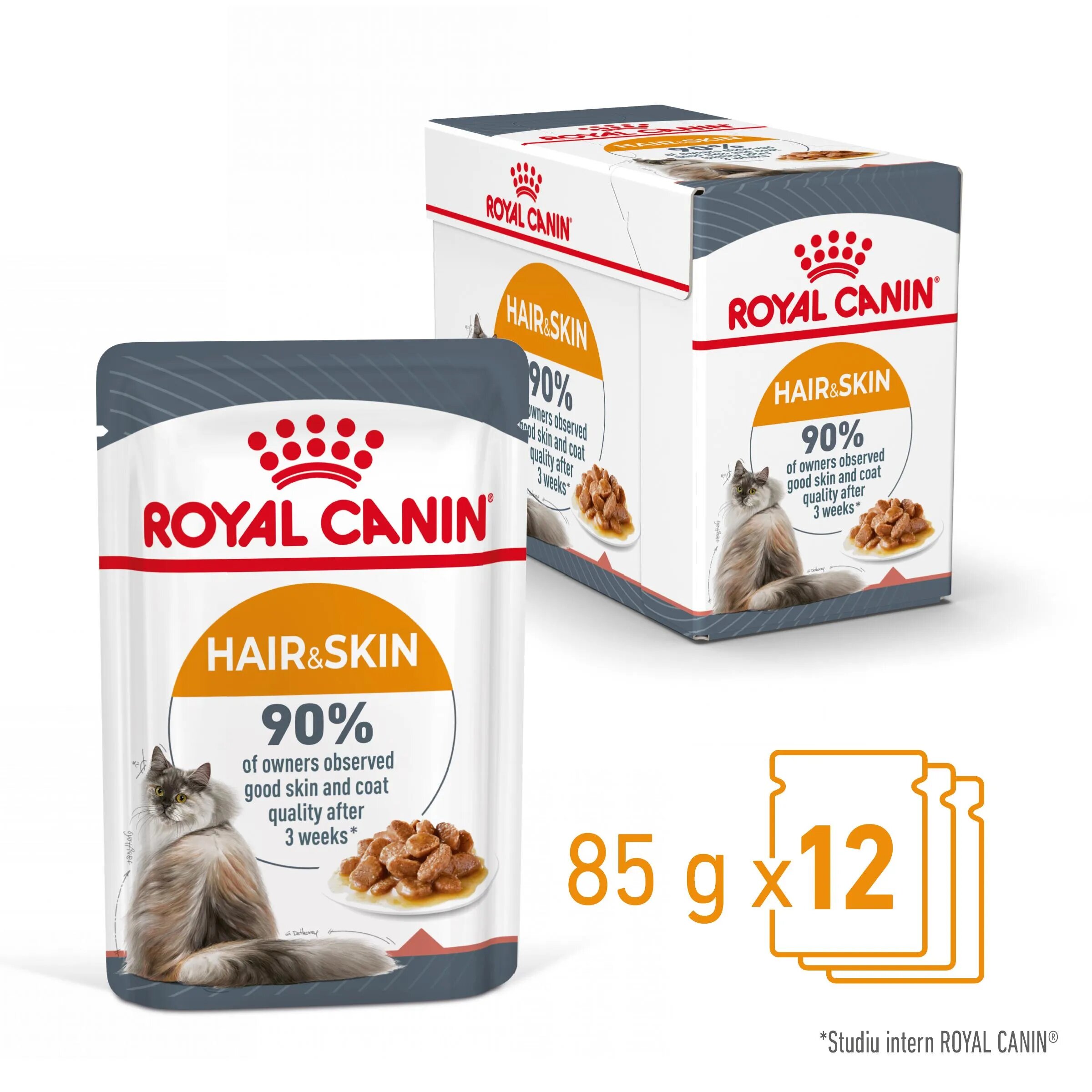 Royal Canin Hair & Skin Care Adult hrană umedă pisici piele & blană (în sos) bax 85g x 12buc
