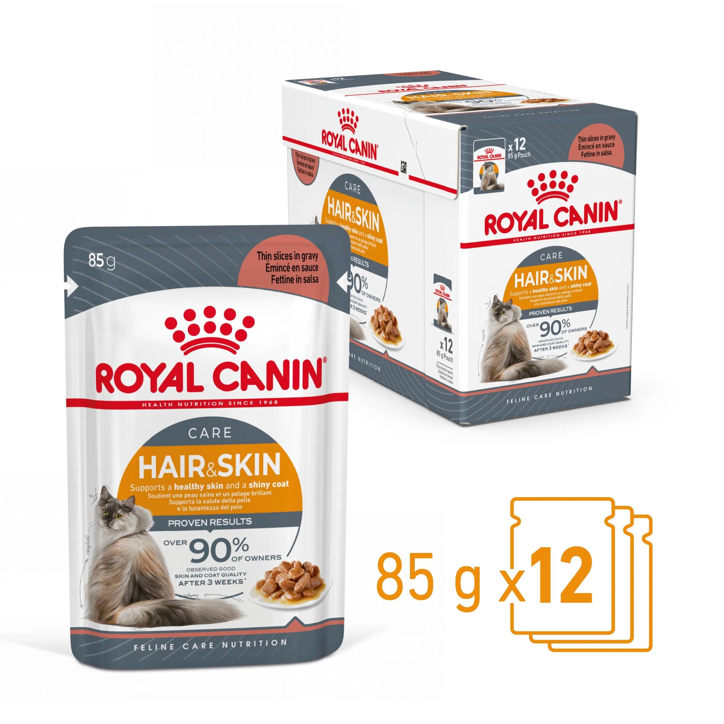 Royal Canin Hair & Skin Care Adult hrană umedă pisici piele & blană (în sos) bax 85g x 12buc