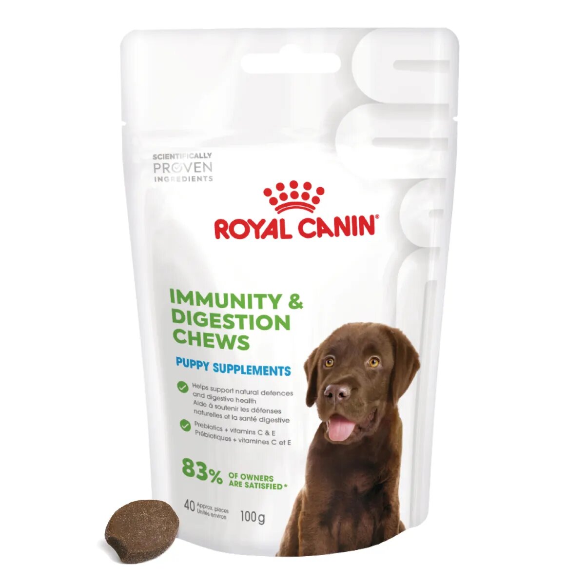 Royal Canin Immunity & Digestion Chews Puppy Supplements punguță recompense funcționale câini junior sistem imunitar sistem digestiv 100g