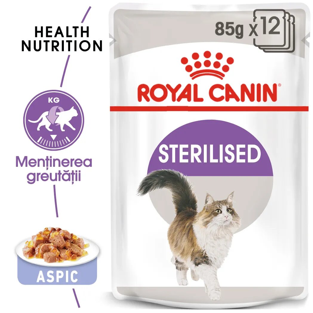 Royal Canin Sterilised Adult hrană umedă pisici sterilizate (în aspic) 85g