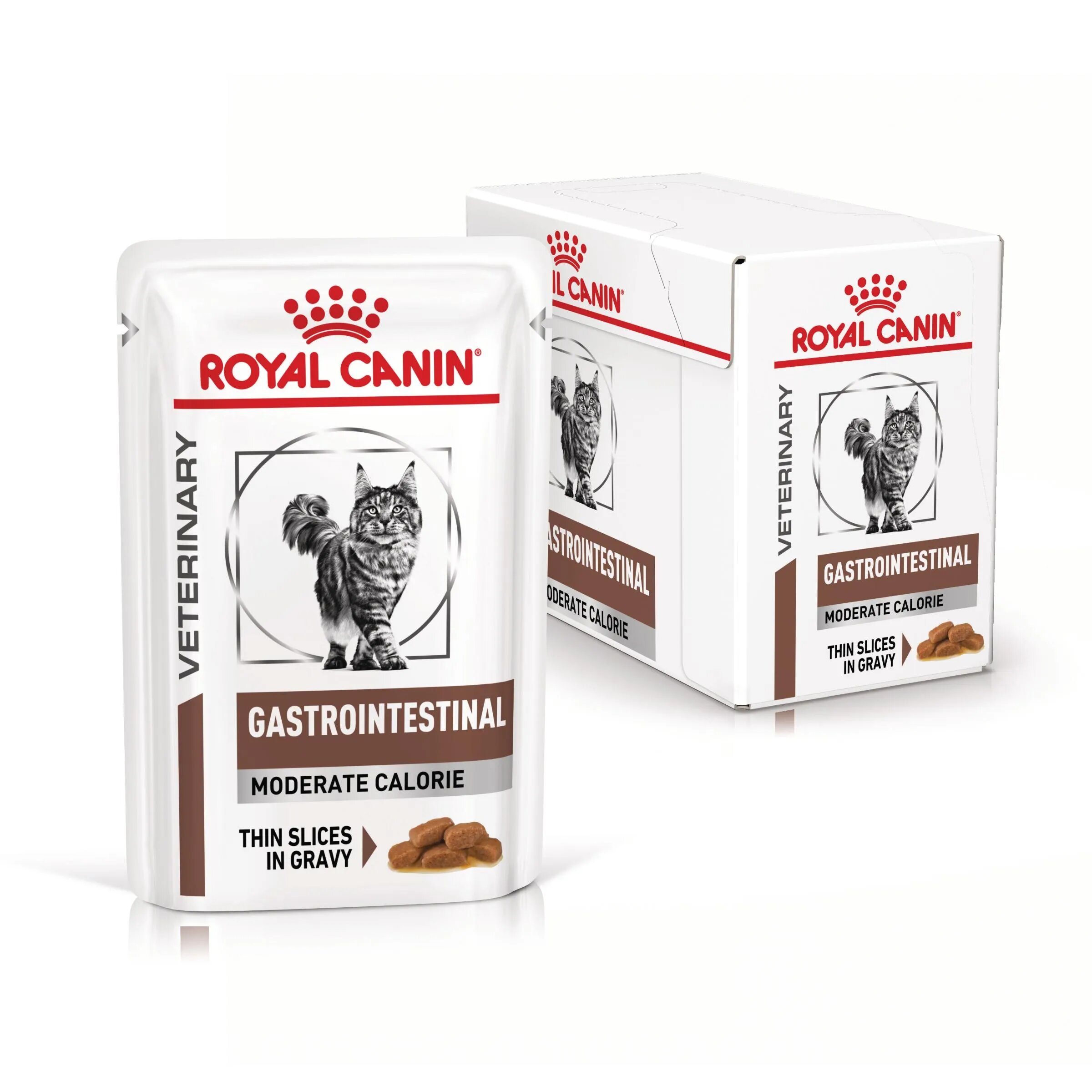 ROYAL CANIN VETERINARY DIET ROYAL CANIN VD Gastrointestinal Moderate Calorie dietă veterinară plic hrană umedă pisici sistem digestiv (în sos) bax 85g x 12buc