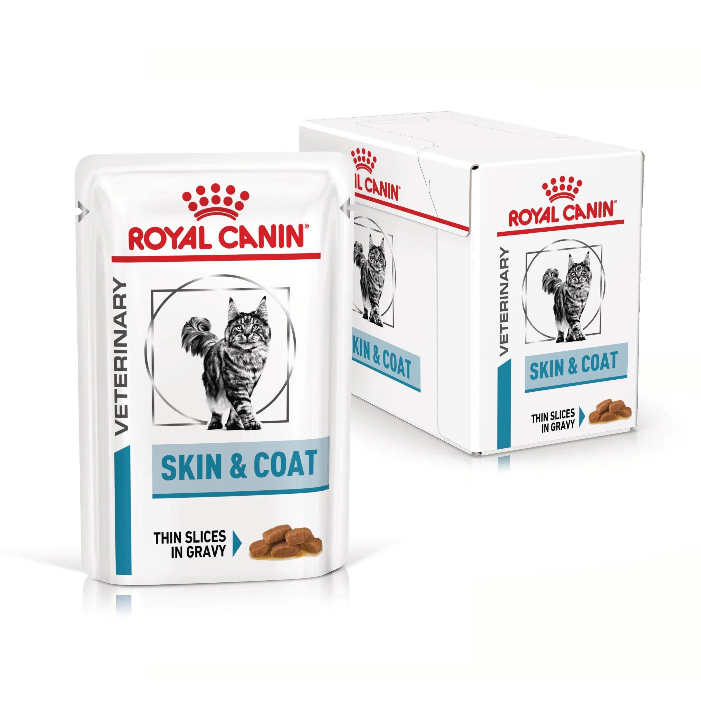 ROYAL CANIN VETERINARY DIET ROYAL CANIN VD Skin&Coat dietă veterinară plic hrană umedă pisici afecțiuni dermatologice (în sos) bax 85g x 12buc