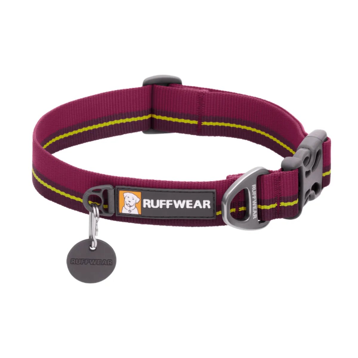 RUFFWEAR Flat Out zgardă bandă câini ajustabilă Flat Out Wildflower Horizon zgardă bandă câini ajustabilă vișiniu și galben L(51-66 x 2.5cm)