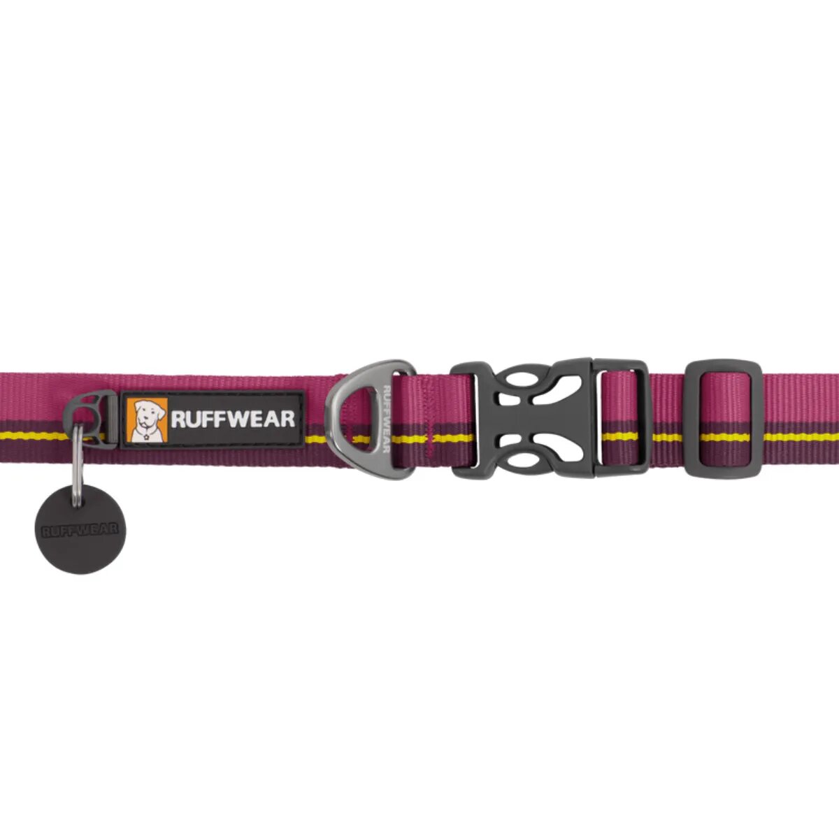 RUFFWEAR Flat Out zgardă bandă câini ajustabilă Flat Out Wildflower Horizon zgardă bandă câini ajustabilă vișiniu și galben L(51-66 x 2.5cm)