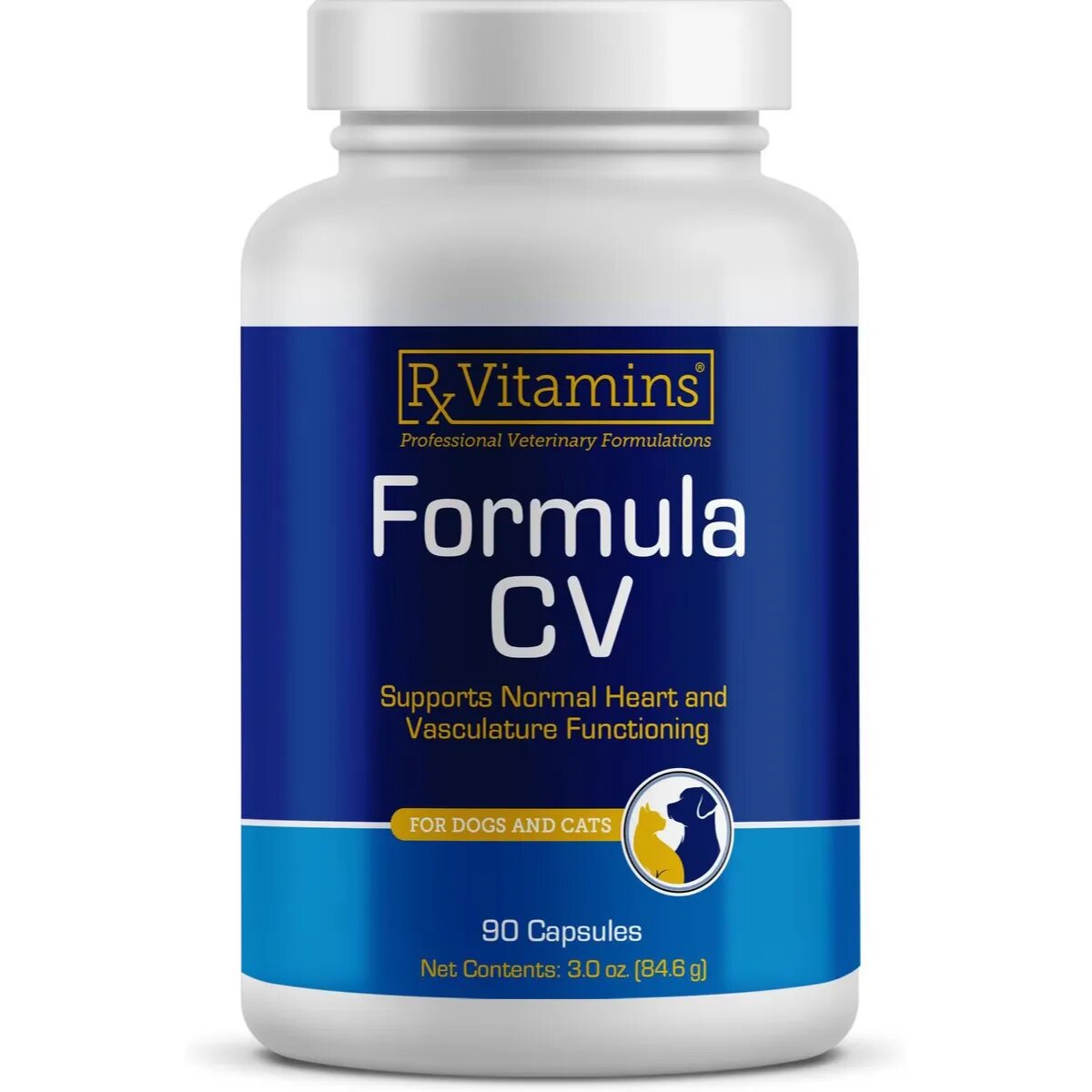 Rx Vitamins CV Formula supliment sistem cardio-vascular câini capsule CV Formula supliment sistem cardio-vascular câini și pisici flacon 90 capsule