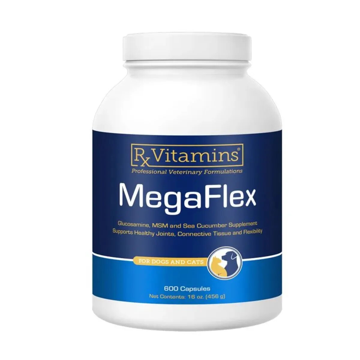 Rx Vitamins MegaFlex supliment sistem articular câini pudră MegaFlex supliment sistem articular câini și pisici flacon 600mg pudră