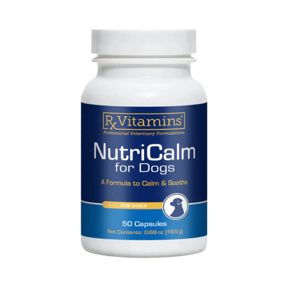 Rx Vitamins NutriCalm supliment sistem nervos & calmante câini capsule NutriCalm supliment sistem nervos & calmante câini flacon 50 capsule