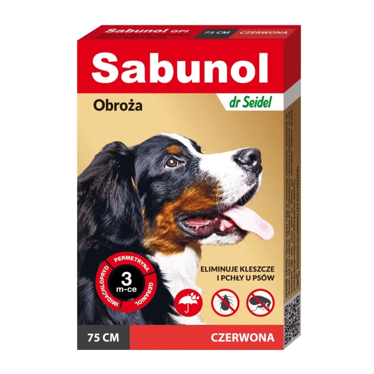 Sabunol GPI deparazitare externă câini zgardă L-XL(25 - 50kg) 75 cm roșu 3 luni x 1buc