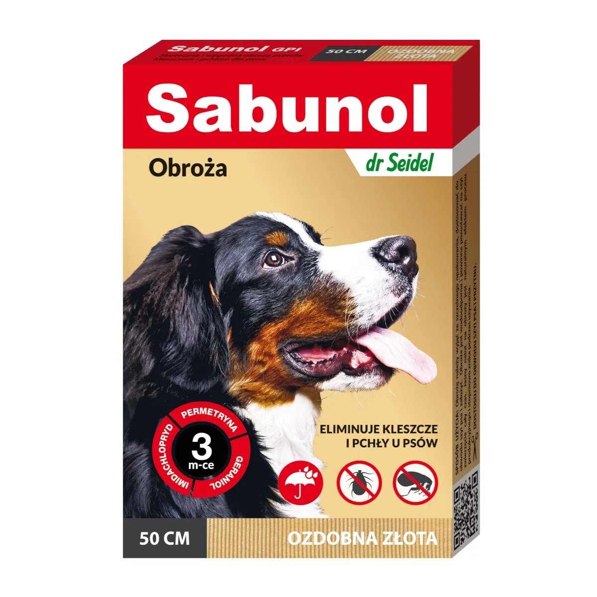 Sabunol GPI deparazitare externă câini zgardă M(10 - 25kg) 50 cm auriu 1buc