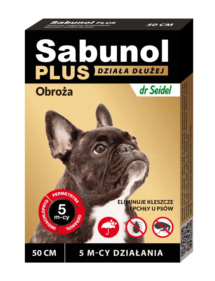 Sabunol PLUS deparazitare externă câini zgardă M(10 - 25kg) 50 cm maro 1buc