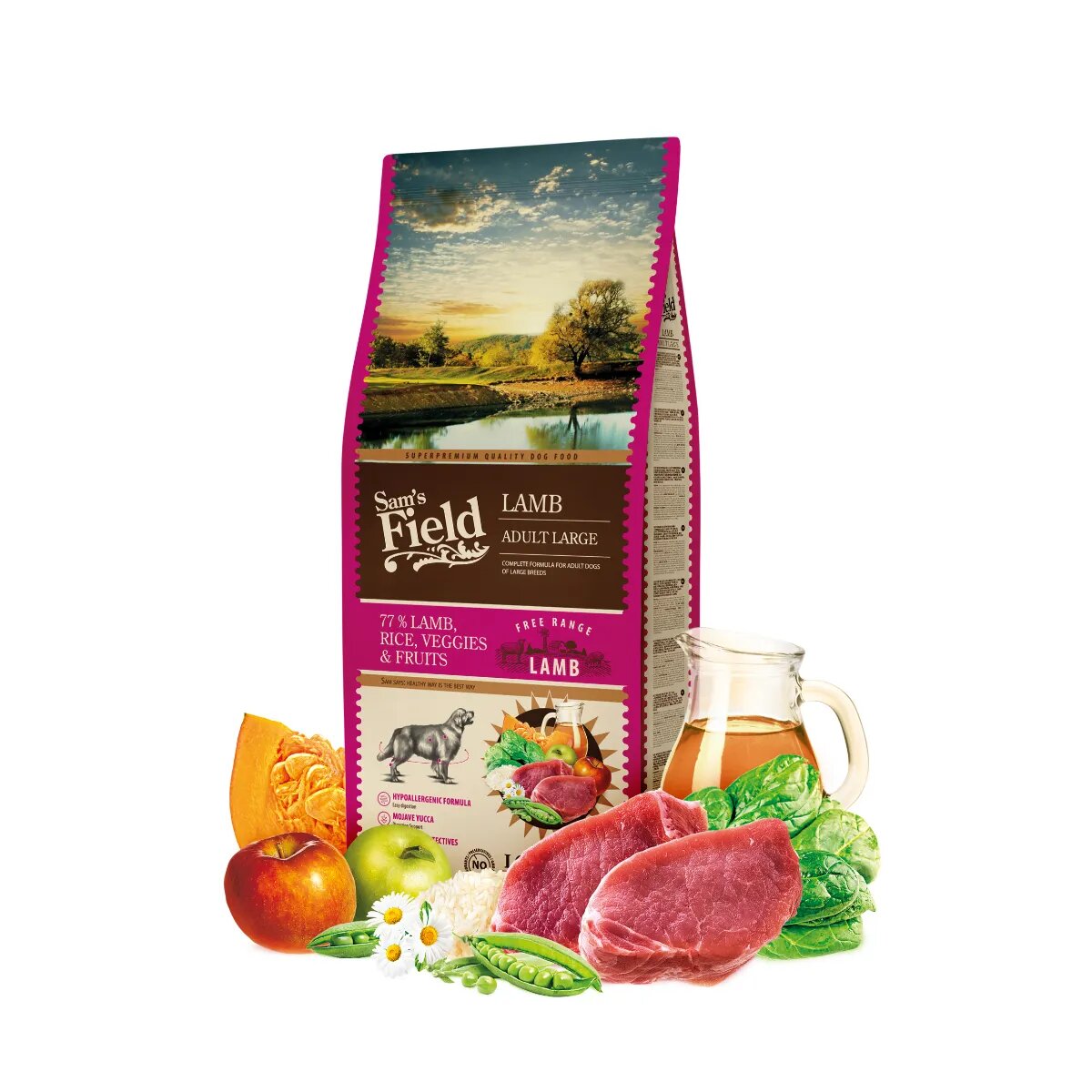 Sam's Field Adult Large L-XL Miel hrană uscată conținut redus cereale câini 13kg