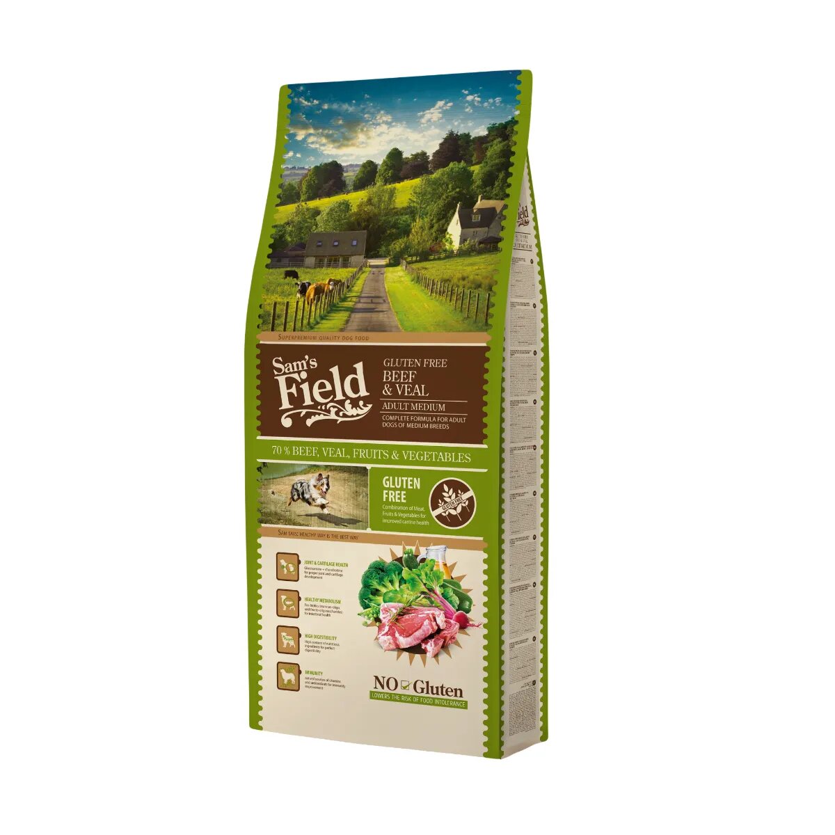 Sam's Field Adult Medium M Vită și Vițel hrană uscată câini 13kg