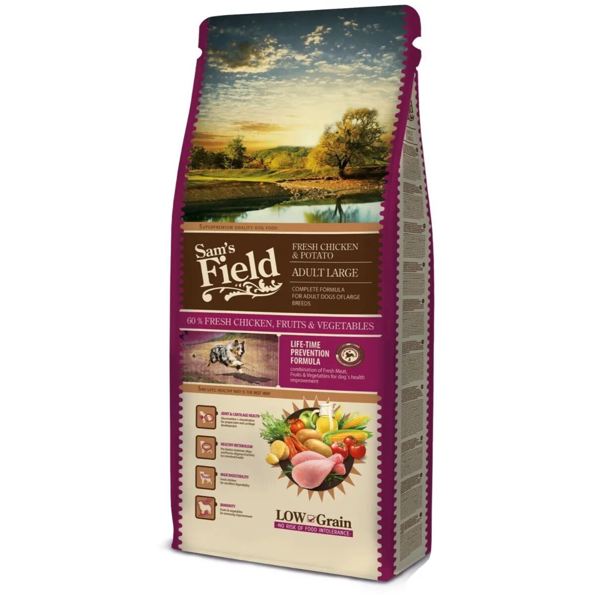 Sam's Field Fresh Adult Large L-XL Pui și Cartofi hrană uscată conținut redus cereale câini 13kg
