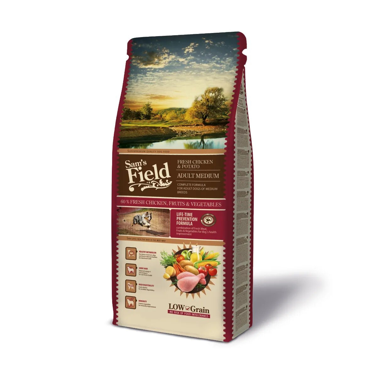 Sam's Field Fresh Adult Medium M Pui și Cartofi hrană uscată conținut redus cereale câini 13kg